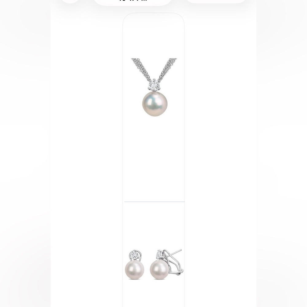 Elegant 11mm Cultured Pearl Necklace and Earring Set in Sterling Silver
